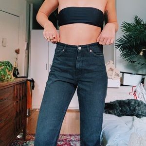 Monki Taiki high waist mom jeans in wash black